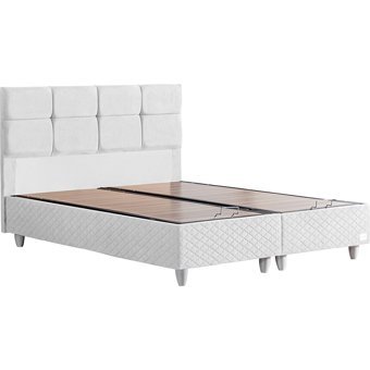 Cesur Gümüş 120x200 cm Başlıklı Yataklı Sandıklı Tek Kişilik Baza Seti Beyaz
