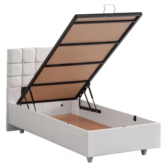 Setay Almada 120x200 cm Başlıklı Yataklı Sandıklı Tek Kişilik Baza Seti Beyaz