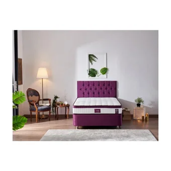 Niron Yatak Violet 120x200 cm Başlıklı Yataklı Sandıklı Tek Kişilik Baza Seti Mor