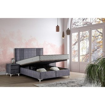 Mobilya Dükkanım Delta 120x200 cm Başlıklı Yataklı Sandıklı Tek Kişilik Baza Seti Siyah