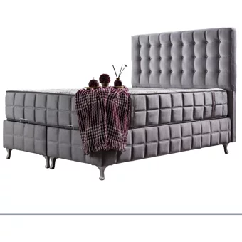 Setay Karmen 120x200 cm Başlıklı Yataklı Sandıklı Tek Kişilik Baza Seti Gri