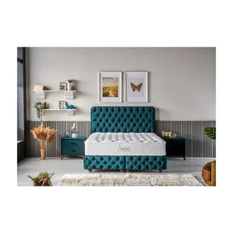 Mobilya Dükkanım Stannis 90x200 cm Başlıklı Yataklı Sandıklı Tek Kişilik Baza Seti Turkuaz