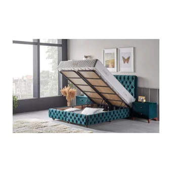 Mobilya Dükkanım Stannis 90x190 cm Başlıklı Sandıklı Tek Kişilik Baza Seti Turkuaz