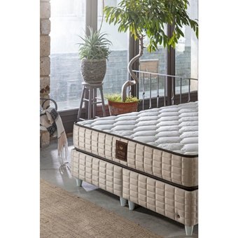 Mobilya Dükkanım Setra 90x200 cm Başlıklı Yataklı Sandıklı Tek Kişilik Baza Seti Bej