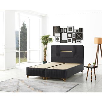 By Zeytin Adel 90x190 cm Başlıklı Yataklı Sandıklı Tek Kişilik Baza Seti Antrasit