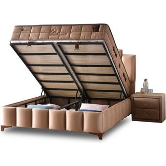 Mobilya Dükkanım Calmante 100x200 cm Başlıksız Sandıklı Tek Kişilik Baza Seti Kahverengi
