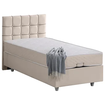 Setay Tavira 90x200 cm Başlıklı Yataklı Sandıklı Tek Kişilik Baza Seti Krem