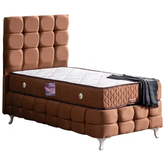 Setay Duke Lüx 120x200 cm Başlıklı Sandıklı Tek Kişilik Baza Seti Açık Kahve
