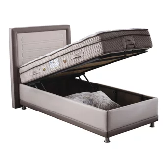 Weltew Home Karamel 120x200 cm Başlıklı Sandıklı Tek Kişilik Baza Seti Krem