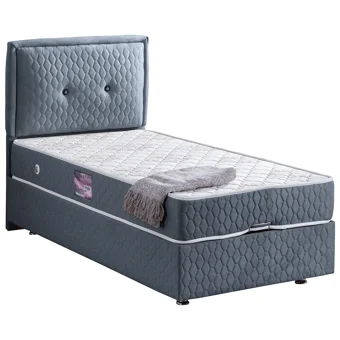 Setay Vectra 120x200 cm Başlıklı Sandıklı Tek Kişilik Baza Seti Açık Mavi