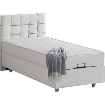 Setay Tavira 90x190 cm Başlıklı Yataklı Sandıklı Tek Kişilik Baza Seti Beyaz