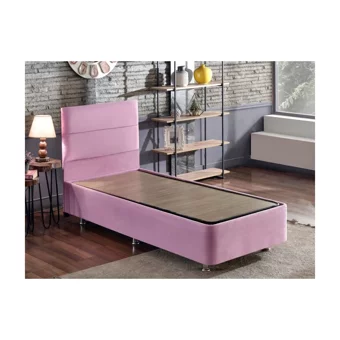 Niron Yatak Pinky 90x190 cm Başlıklı Yataklı Sandıklı Tek Kişilik Baza Seti Pembe