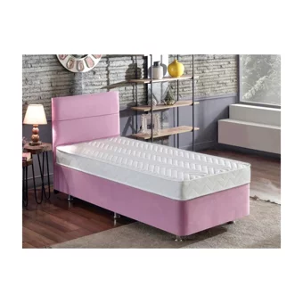 Niron Yatak Pinky 90x190 cm Başlıklı Yataklı Sandıklı Tek Kişilik Baza Seti Pembe