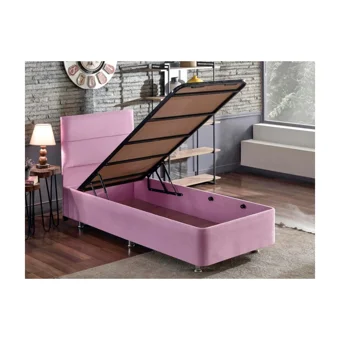 Niron Yatak Pinky 90x190 cm Başlıklı Yataklı Sandıklı Tek Kişilik Baza Seti Pembe