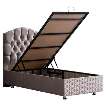Setay Zümrüt 90x200 cm Başlıklı Sandıklı Tek Kişilik Baza Seti Gri