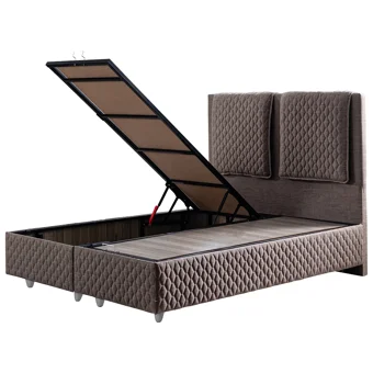 Setay Incifer 90x190 cm Başlıklı Yataklı Sandıklı Tek Kişilik Baza Seti Kahverengi