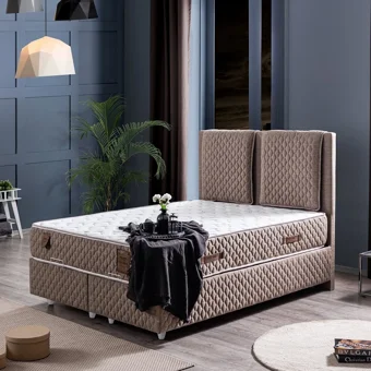 Setay Incifer 90x190 cm Başlıklı Yataklı Sandıklı Tek Kişilik Baza Seti Kahverengi