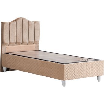 Cesur Trend 100x200 cm Başlıklı Yataklı Sandıklı Tek Kişilik Baza Seti Krem