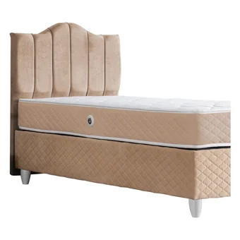 Cesur Trend 100x200 cm Başlıklı Yataklı Sandıklı Tek Kişilik Baza Seti Krem