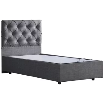 Setay Eylül 90x200 cm Başlıklı Yataklı Sandıklı Tek Kişilik Baza Seti Gri