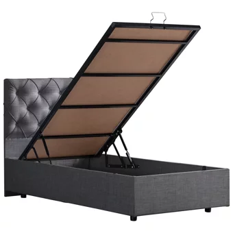 Setay Eylül 90x200 cm Başlıklı Yataklı Sandıklı Tek Kişilik Baza Seti Gri