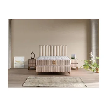 Mobilya Dükkanım Lidya 120x200 cm Başlıklı Yataklı Sandıklı Tek Kişilik Baza Seti Krem