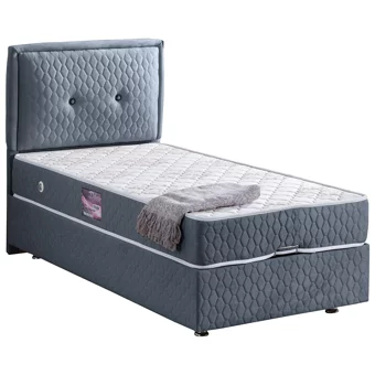 Setay Vectra 90x200 cm Başlıklı Sandıklı Tek Kişilik Baza Seti Açık Mavi