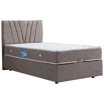 Setay Fersa 90x190 cm Başlıklı Yataklı Sandıklı Tek Kişilik Baza Seti Açık Kahverengi