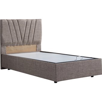 Setay Fersa 90x190 cm Başlıklı Yataklı Sandıklı Tek Kişilik Baza Seti Açık Kahverengi
