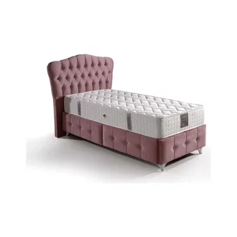 Mobilya Dükkanım Angel- Smart 120x200 cm Başlıklı Yataklı Sandıklı Tek Kişilik Baza Seti Pembe