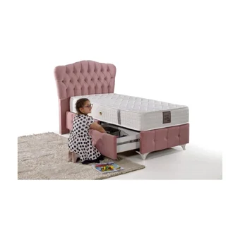 Mobilya Dükkanım Angel- Smart 120x200 cm Başlıklı Yataklı Sandıklı Tek Kişilik Baza Seti Pembe