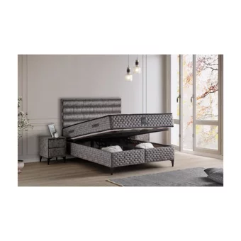 Mobilya Dükkanım Riva 90x190 cm Başlıklı Yataklı Sandıklı Tek Kişilik Baza Seti Siyah
