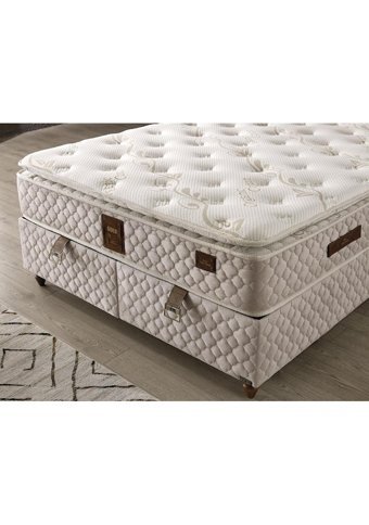 Mobilya Dükkanım Gold 120x200 cm Başlıklı Yataklı Sandıklı Tek Kişilik Baza Seti Beyaz
