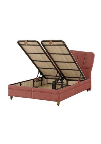 Pink 2 90x190 cm Başlıklı Sandıklı Tek Kişilik Baza Seti Kırmızı