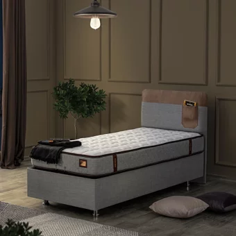 Setay Flora 90x190 cm Başlıklı Yataklı Sandıklı Tek Kişilik Baza Seti Kahverengi