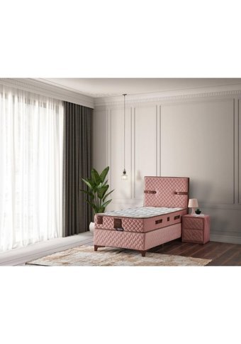 Mobilya Dükkanım Perla 90x190 cm Başlıklı Sandıklı Tek Kişilik Baza Seti Bej