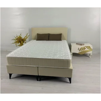 İpek Mobilya Ecostil 140x200 cm Başlıklı Yataklı Tek Kişilik Baza Seti Bej