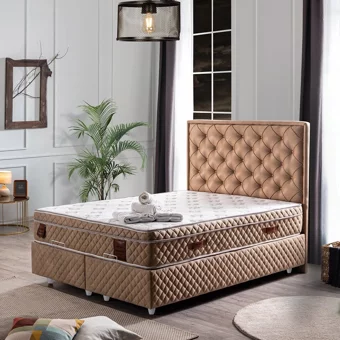 Setay Alize 120x200 cm Başlıklı Yataklı Sandıklı Tek Kişilik Baza Seti Kahverengi