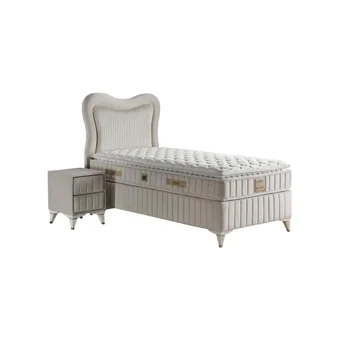 Mobilya Dükkanım Elegance 120x200 cm Başlıklı Yataklı Sandıklı Tek Kişilik Baza Seti Beyaz