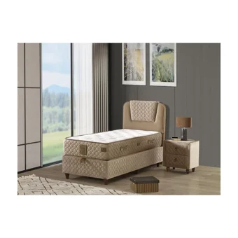 Mobilya Dükkanım Relax 2 120x200 cm Başlıklı Yataklı Sandıklı Tek Kişilik Baza Seti Bej
