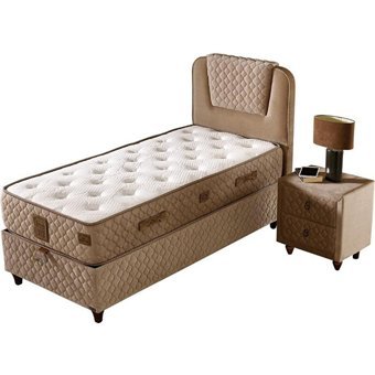 Mobilya Dükkanım Relax 2 120x200 cm Başlıklı Yataklı Sandıklı Tek Kişilik Baza Seti Bej