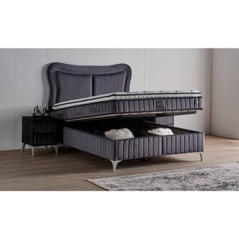 Mobilya Dükkanım Elegance 120x200 cm Başlıklı Yataklı Sandıklı Tek Kişilik Baza Seti Siyah