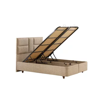 Mobilya Dükkanım Tetra 120x200 cm Başlıksız Sandıklı Tek Kişilik Baza Seti Krem