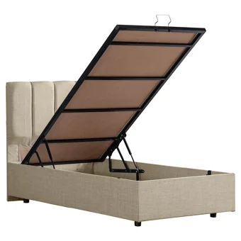 Setay Defne 120x200 cm Başlıklı Yataklı Sandıklı Tek Kişilik Baza Seti Krem
