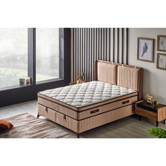 Mobilya Dükkanım Therapy Xl 120x200 cm Başlıklı Yataklı Sandıklı Tek Kişilik Baza Seti Krem