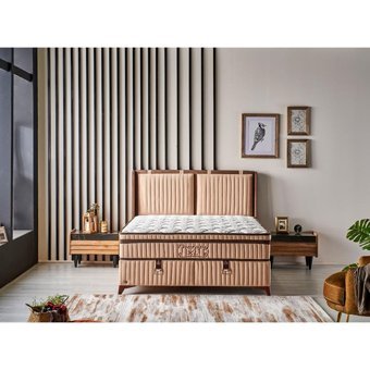 Mobilya Dükkanım Therapy Xl 120x200 cm Başlıklı Yataklı Sandıklı Tek Kişilik Baza Seti Krem