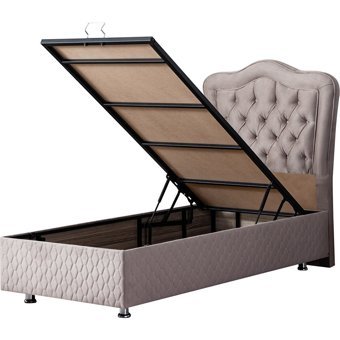 Setay Camelli 90x190 cm Başlıklı Yataklı Sandıklı Tek Kişilik Baza Seti Açık Kahve