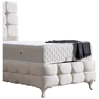 Setay Duke Lüx 90x190 cm Başlıklı Yataklı Sandıklı Tek Kişilik Baza Seti Krem