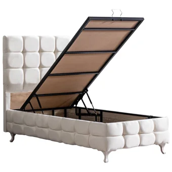 Setay Duke Lüx 90x190 cm Başlıklı Yataklı Sandıklı Tek Kişilik Baza Seti Krem