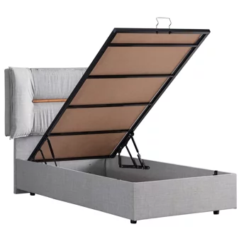 Setay Lizbon 90x190 cm Başlıklı Yataklı Sandıklı Tek Kişilik Baza Seti Açık Gri